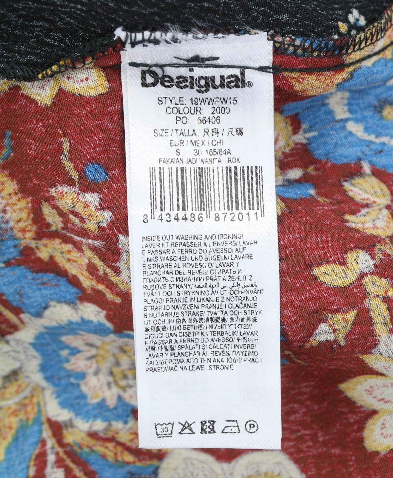 DESIGUAL Blunt Women Skirt S Multicoloured Pattern Asymmetrical Midi