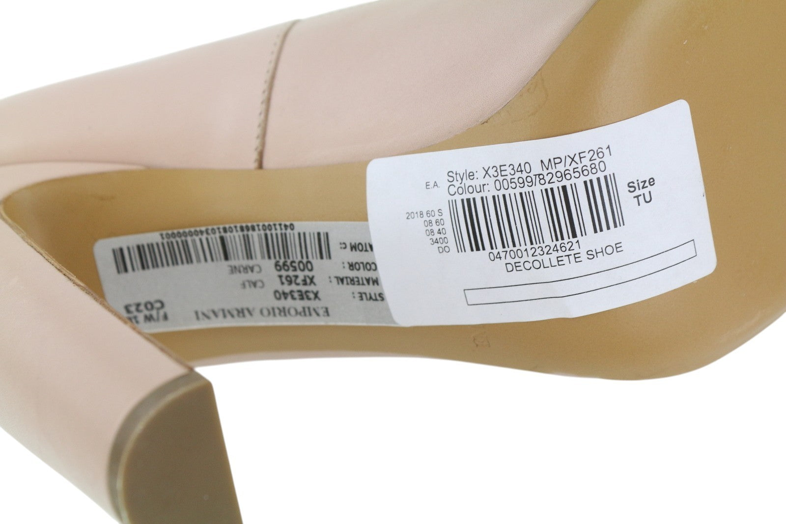 EMPORIO ARMANI X3E340 Women Heels EU37 Light Pink Square Slip On