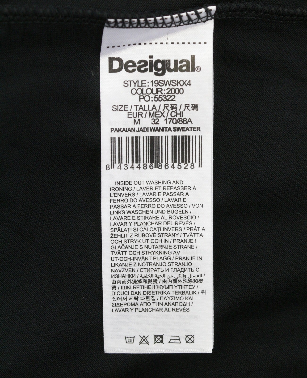 DESIGUAL Jamil Women Jumper M Double Effect Asymmetric Drape 2in1