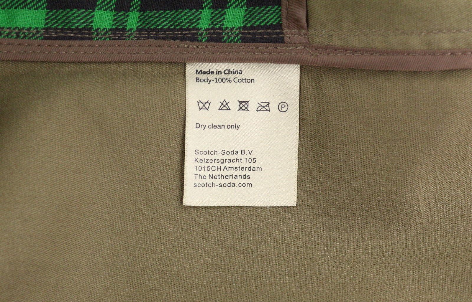 SCOTCH & SODA Men Coat M Green Check Printed Mid-Length Trench RRP349