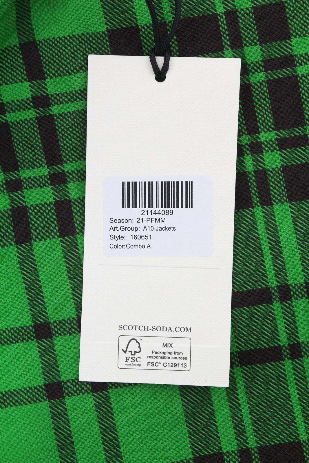 SCOTCH & SODA Men Coat M Green Check Printed Mid-Length Trench RRP349