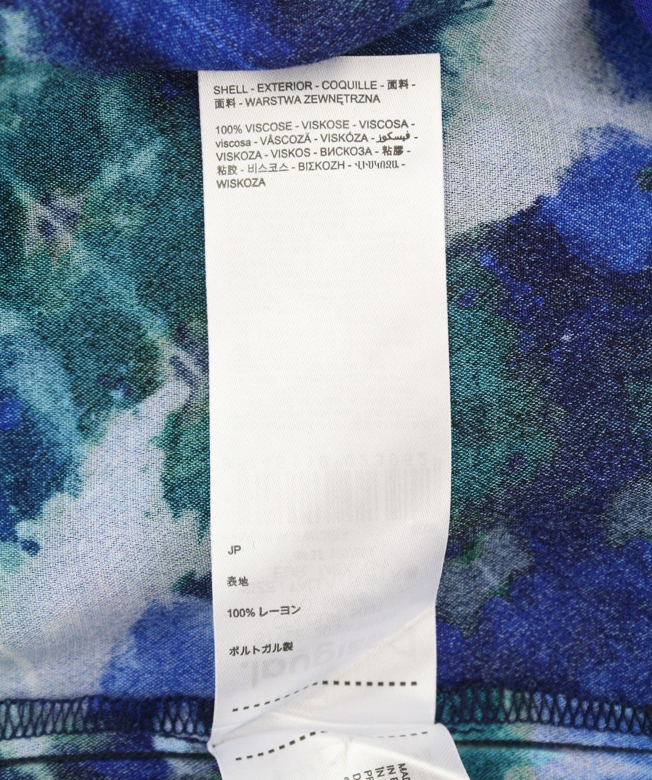 DESIGUAL Kency Women Blouse M Blue Tie-Dye Pattern Bow Tie Collar Long Sleeve