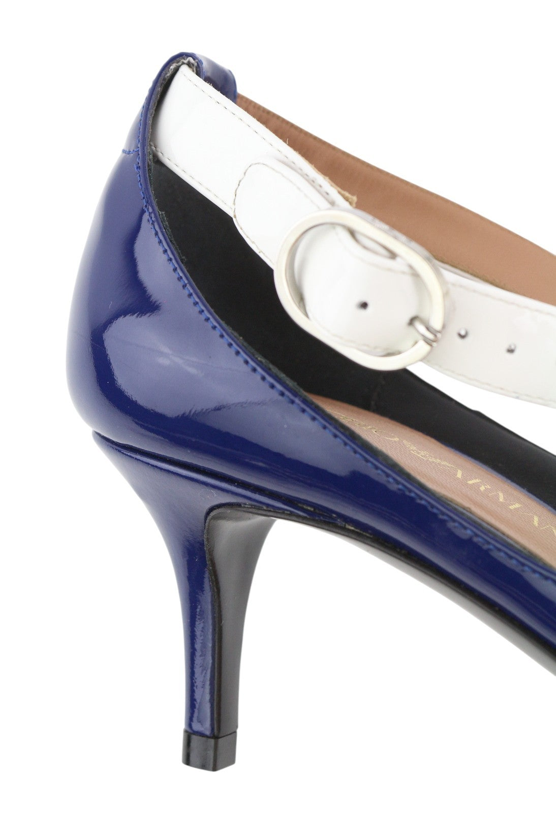 EMPORIO ARMANI Women Heels EU37 Blue Shiny Buckle Pointed Pumps