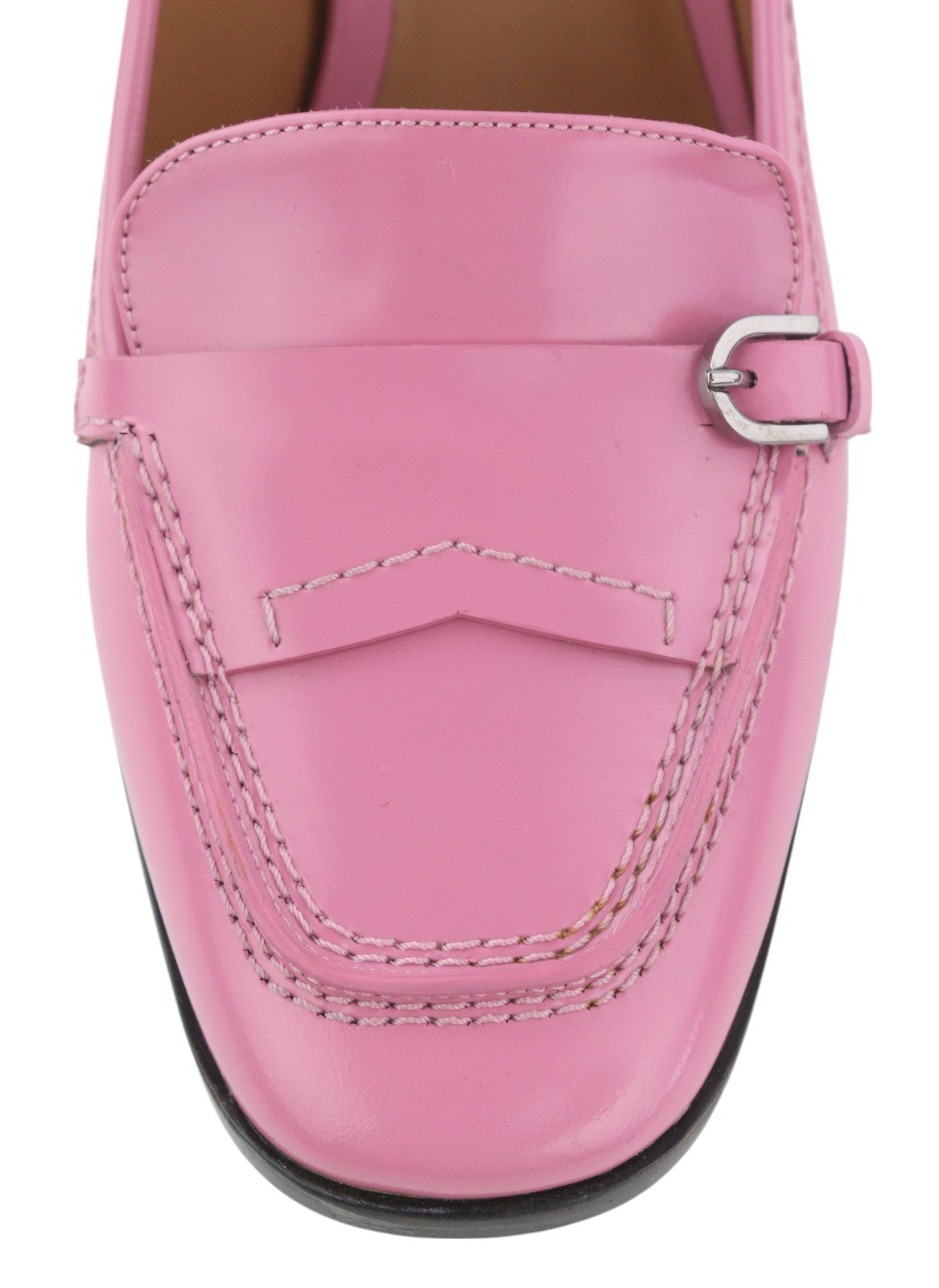 EMPORIO ARMANI Women Heels EU37 Pink Leather Square Toe Slip On
