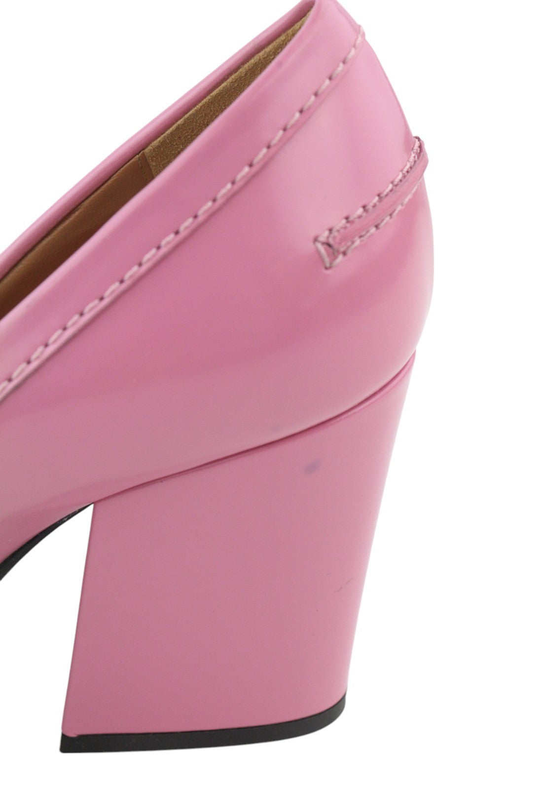 EMPORIO ARMANI Women Heels EU37 Pink Leather Square Toe Slip On
