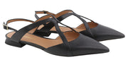 EMPORIO ARMANI Women Flats EU37 Black Leather Strap Ballerina