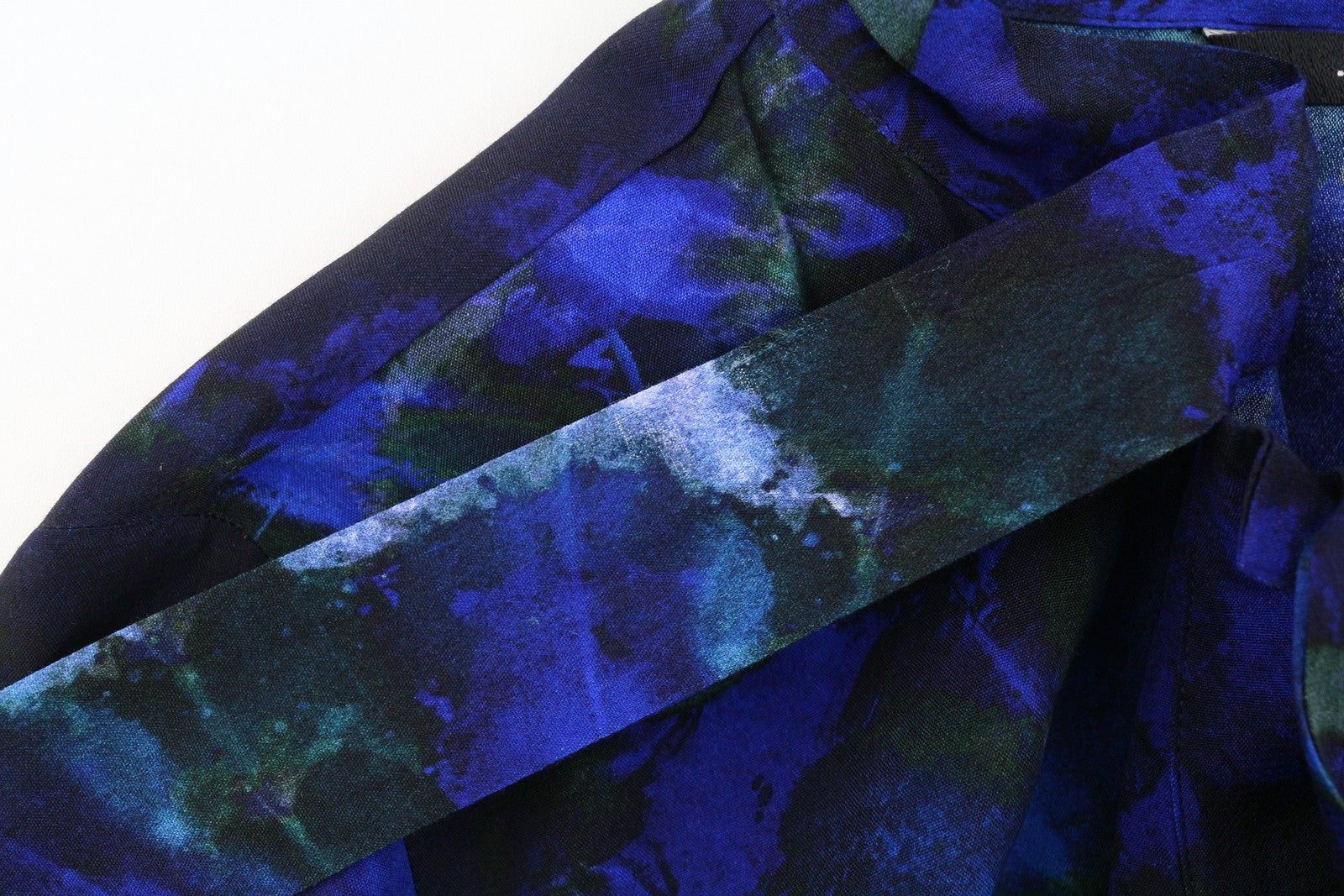 DESIGUAL Kency Women Blouse S Blue Tie-Dye Pattern Bow Tie Collar Long Sleeve