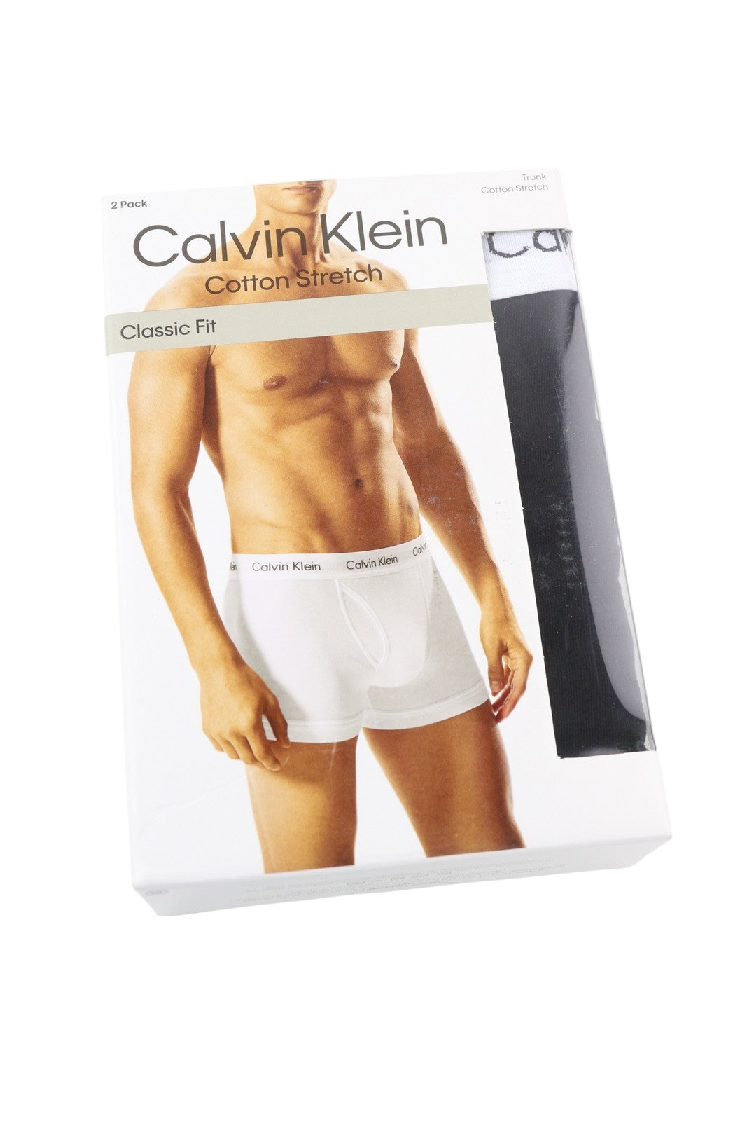CALVIN KLEIN Men Underwear S Black Trunk Stretch Cotton Classic Logo 2 Pack