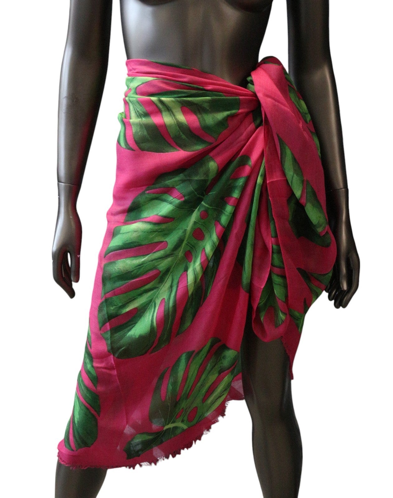 ANTONY MORATO Women Scarf OS Pink Tropical Leaf Cover Up Wrap Beach