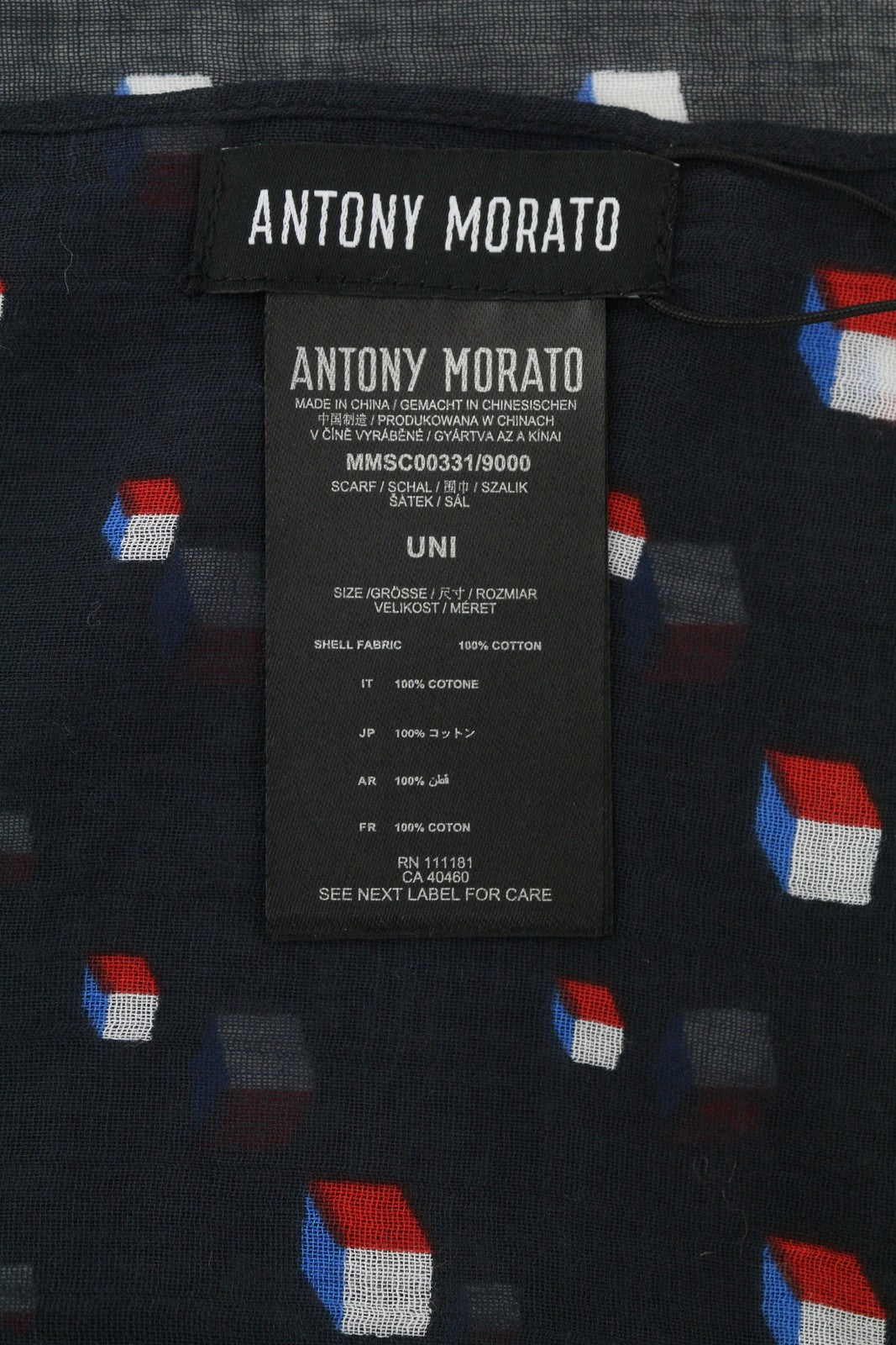 ANTONY MORATO Women Scarf OS Black Cotton Pattern Wrap Logo Unisex