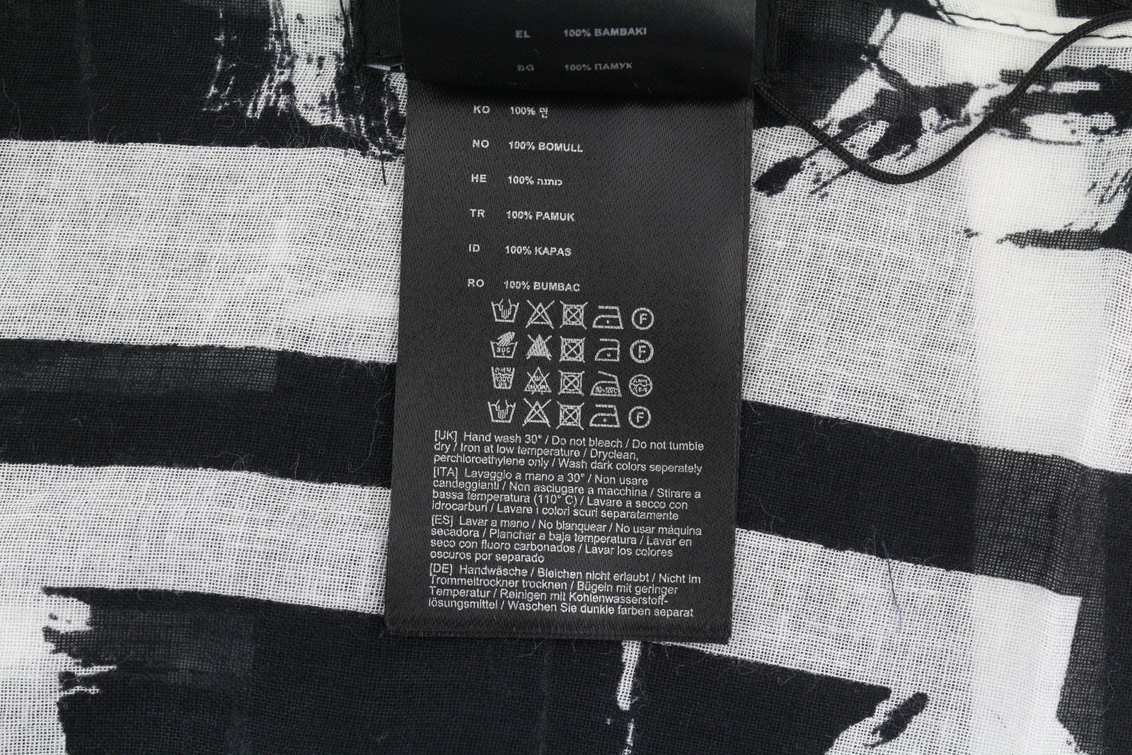 ANTONY MORATO Women Scarf OS Black White Cotton Pattern Wrap Unisex