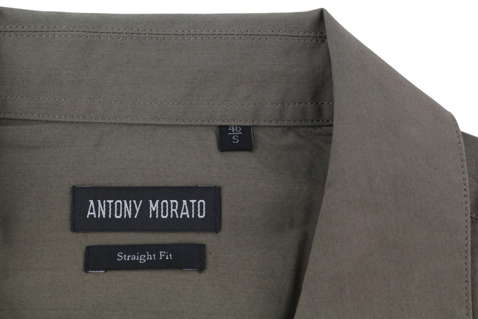 ANTONY MORATO Straight Fit Men Shirt S Army Green Notch Button Short Sleeve
