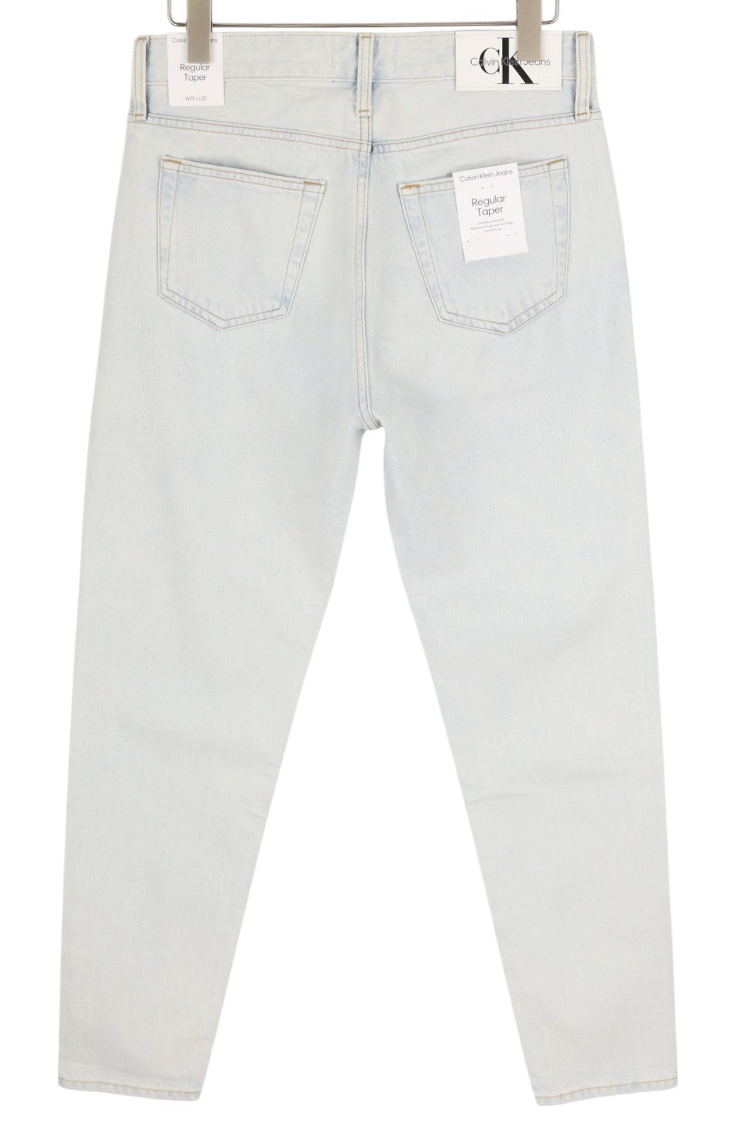 CALVIN KLEIN Regular Taper Men Jeans W31/L32 Light Blue Washed Zip Fly Denim