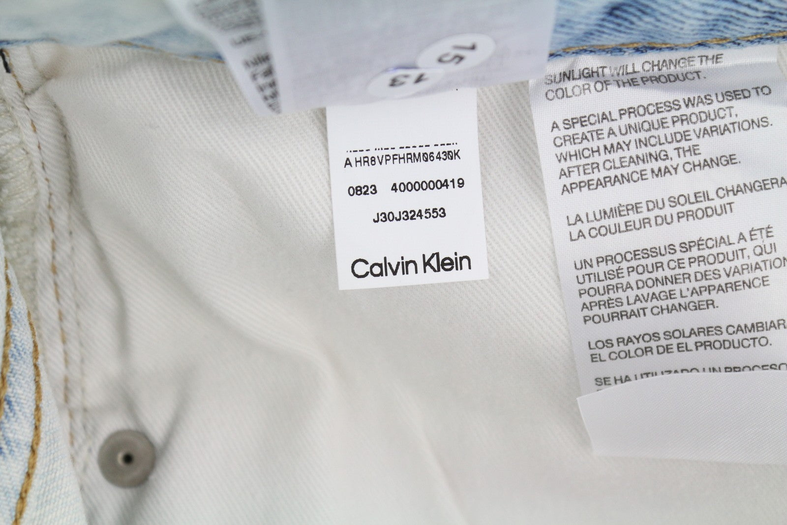 CALVIN KLEIN Regular Taper Men Jeans W31/L32 Light Blue Washed Zipper Denim