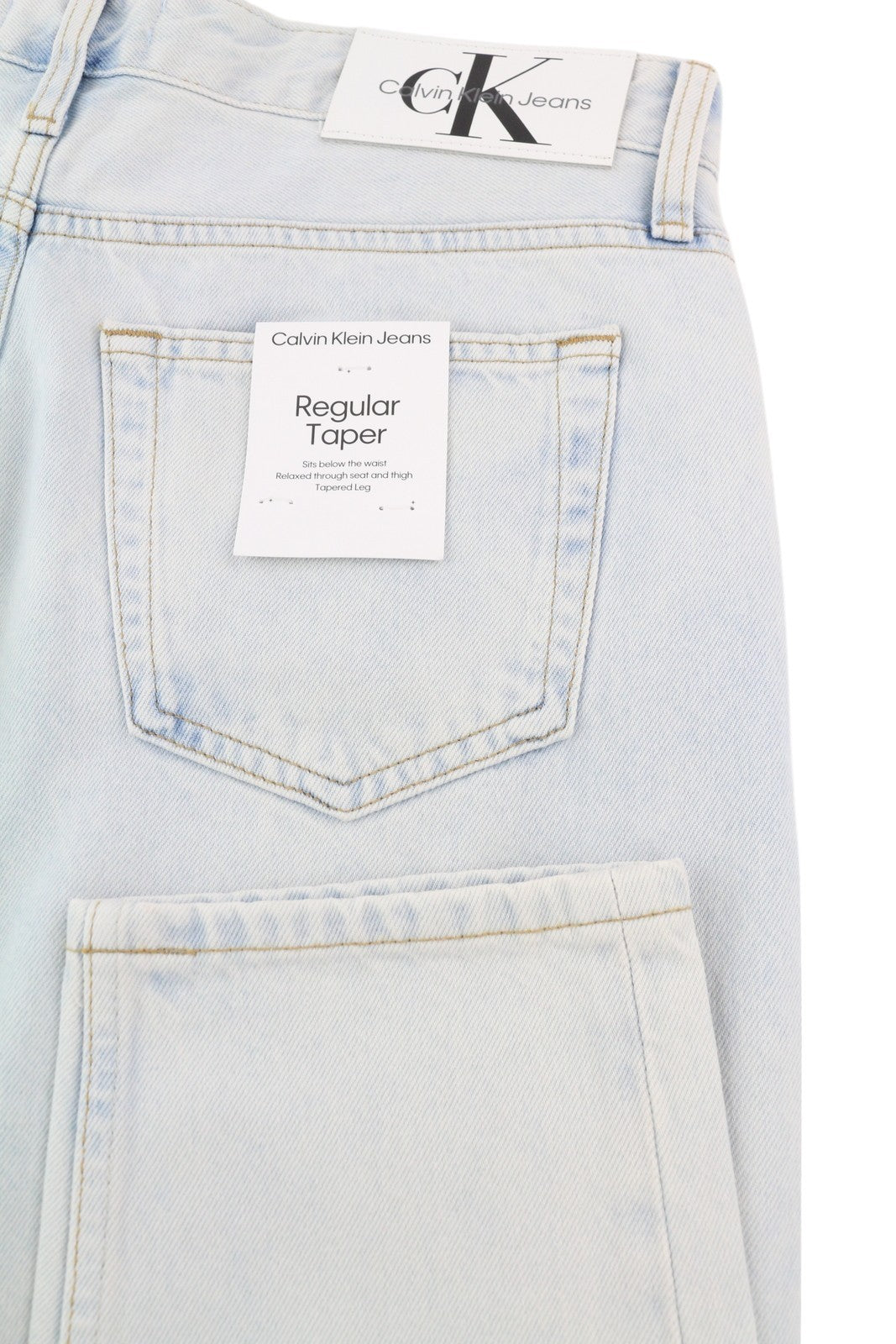 CALVIN KLEIN Regular Taper Men Jeans W31/L32 Light Blue Washed Zipper Denim