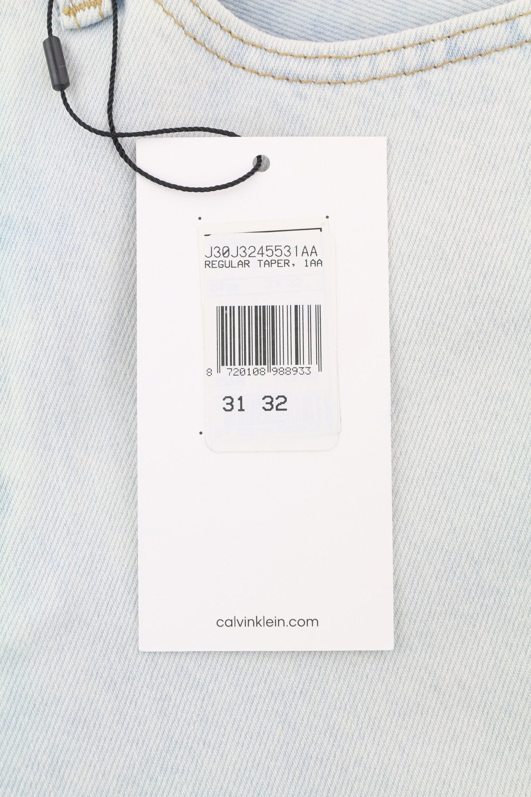 CALVIN KLEIN Regular Taper Men Jeans W31/L32 Light Blue Washed Zipper Denim