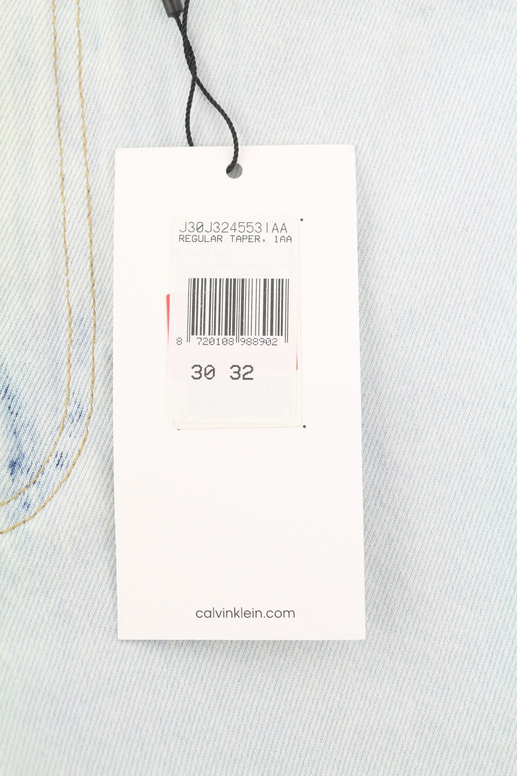 CALVIN KLEIN Regular Taper Men Jeans W30/L32 Light Blue Washed Zipper Denim