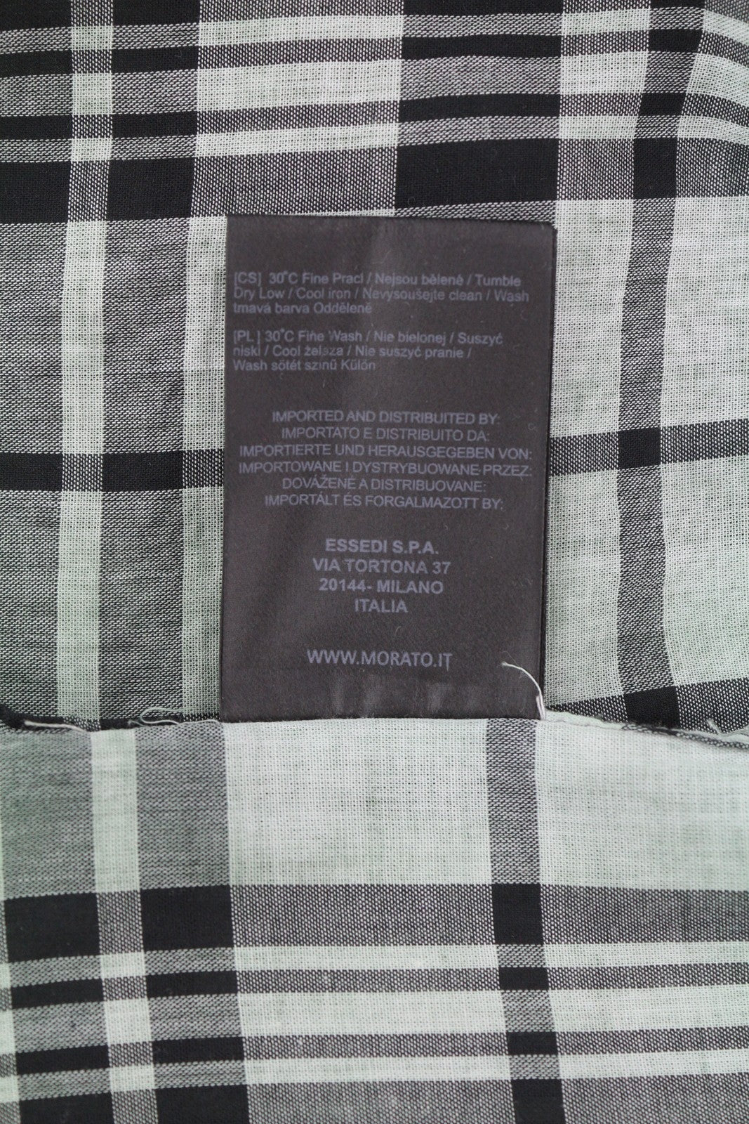 ANTONY MORATO Straight Fit Men Shirt L Green Plaid Notch Button Short Sleeved