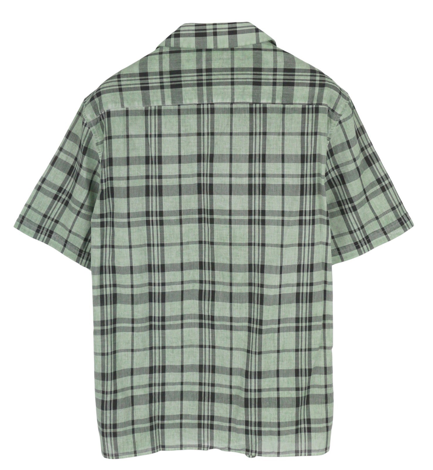 ANTONY MORATO Straight Fit Men Shirt S Green Plaid Notch Button Short Sleeved