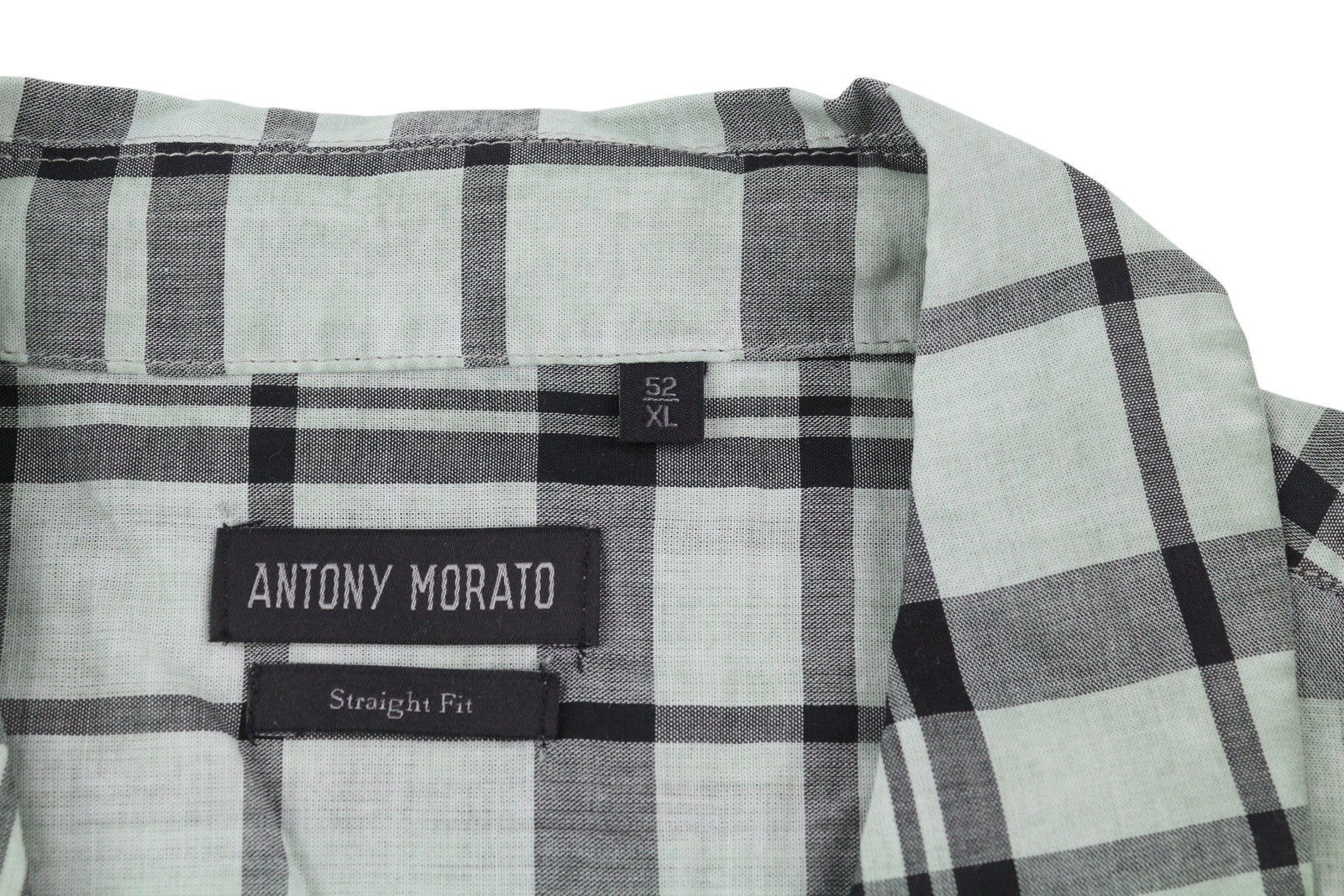 ANTONY MORATO Straight Fit Men Shirt XL Green Plaid Notch Button Short Sleeve