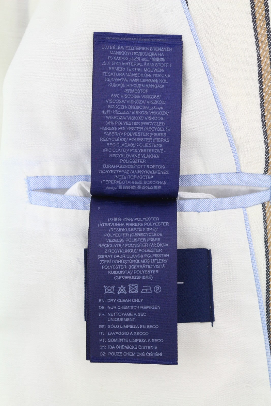 GANT Stripe Linen Straight Women Blazer EU36 Off-White Linen Blend Notch