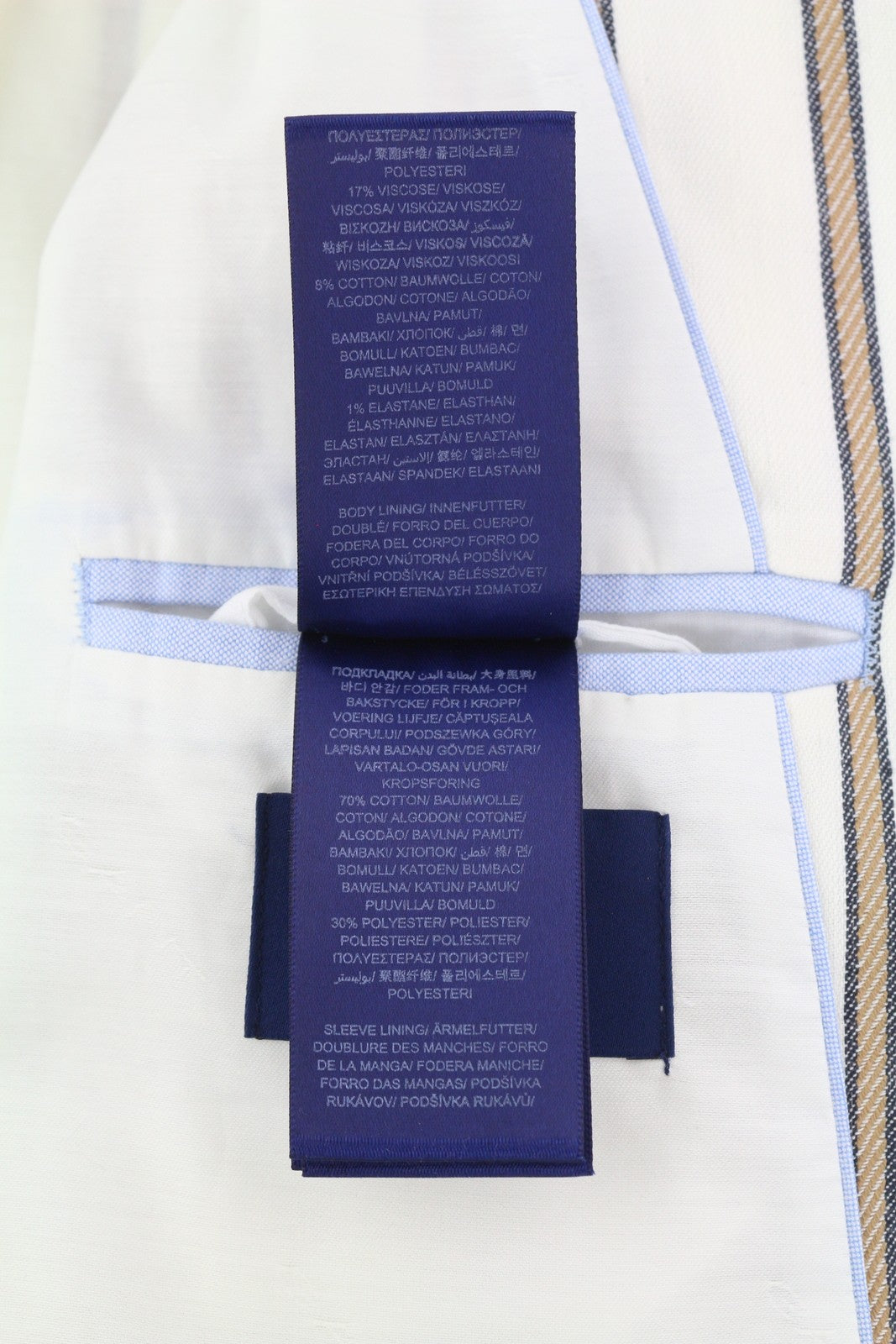 GANT Stripe Linen Straight Women Blazer EU36 Off-White Linen Blend Notch