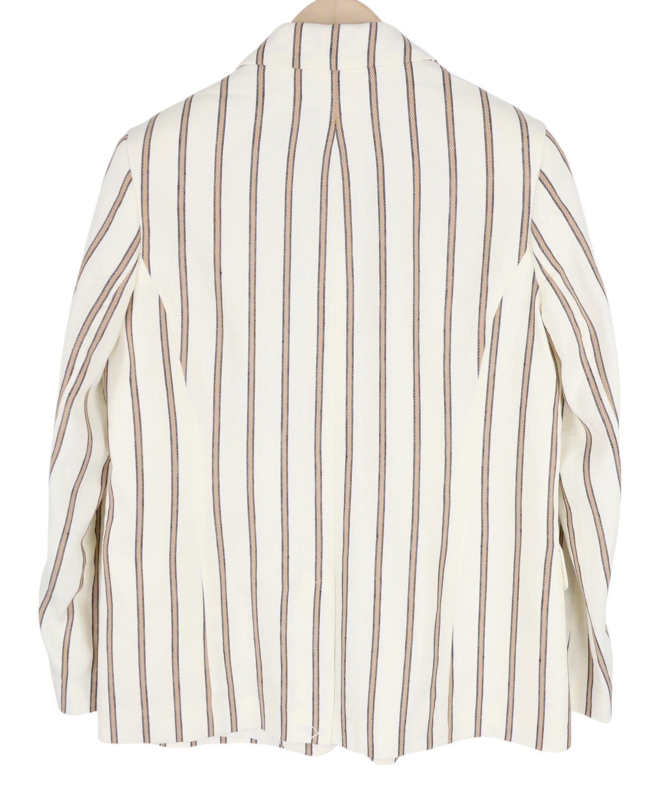 GANT Stripe Linen Straight Women Blazer EU36 Off-White Linen Blend Notch