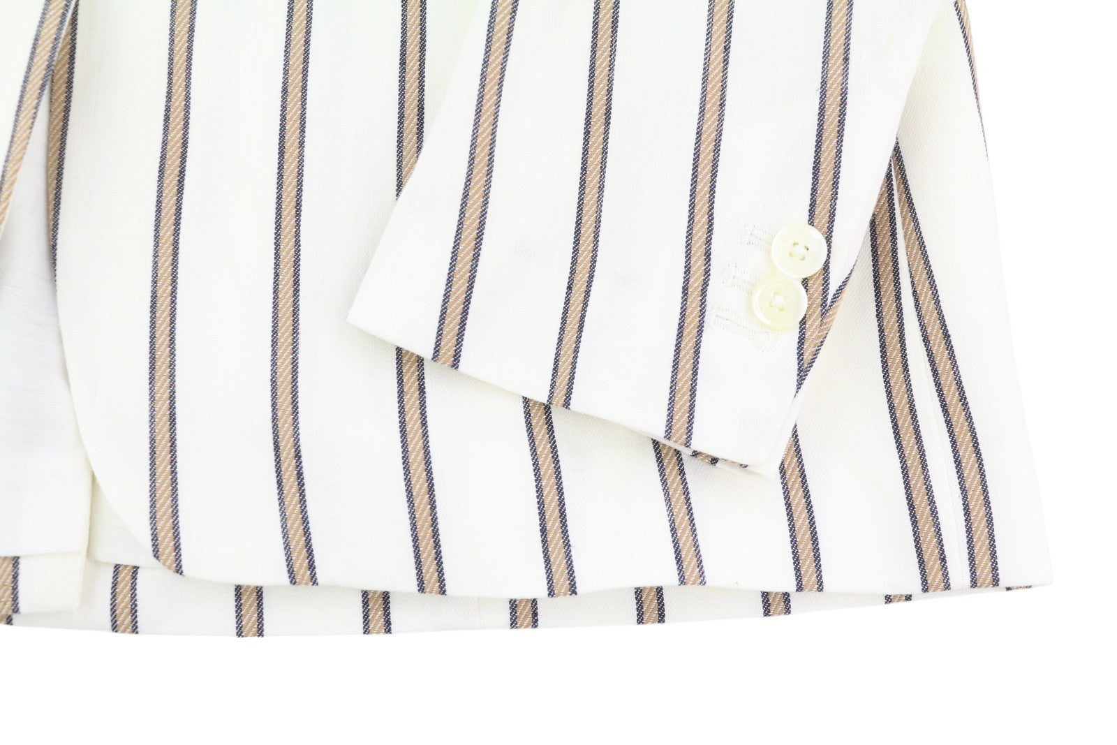 GANT Stripe Linen Straight Women Blazer EU38 Off-White Linen Blend Notch