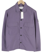 CALVIN KLEIN Men Shirt M Beige Buttoned Patch Pockets Overshirt RRP119