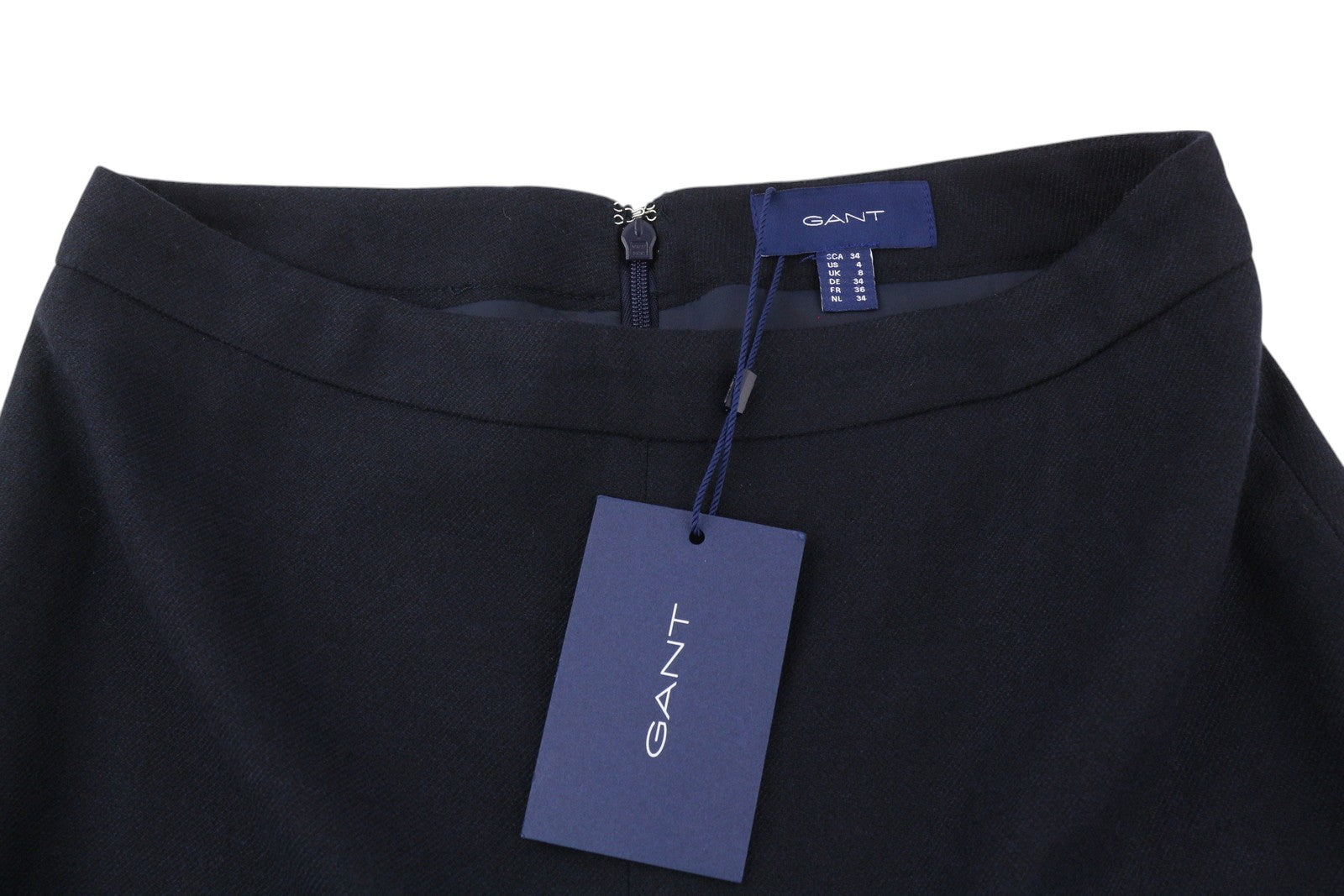 GANT Washable Stretch Wool Women Skirt EU34 Navy Pleated Lined Knee-Length