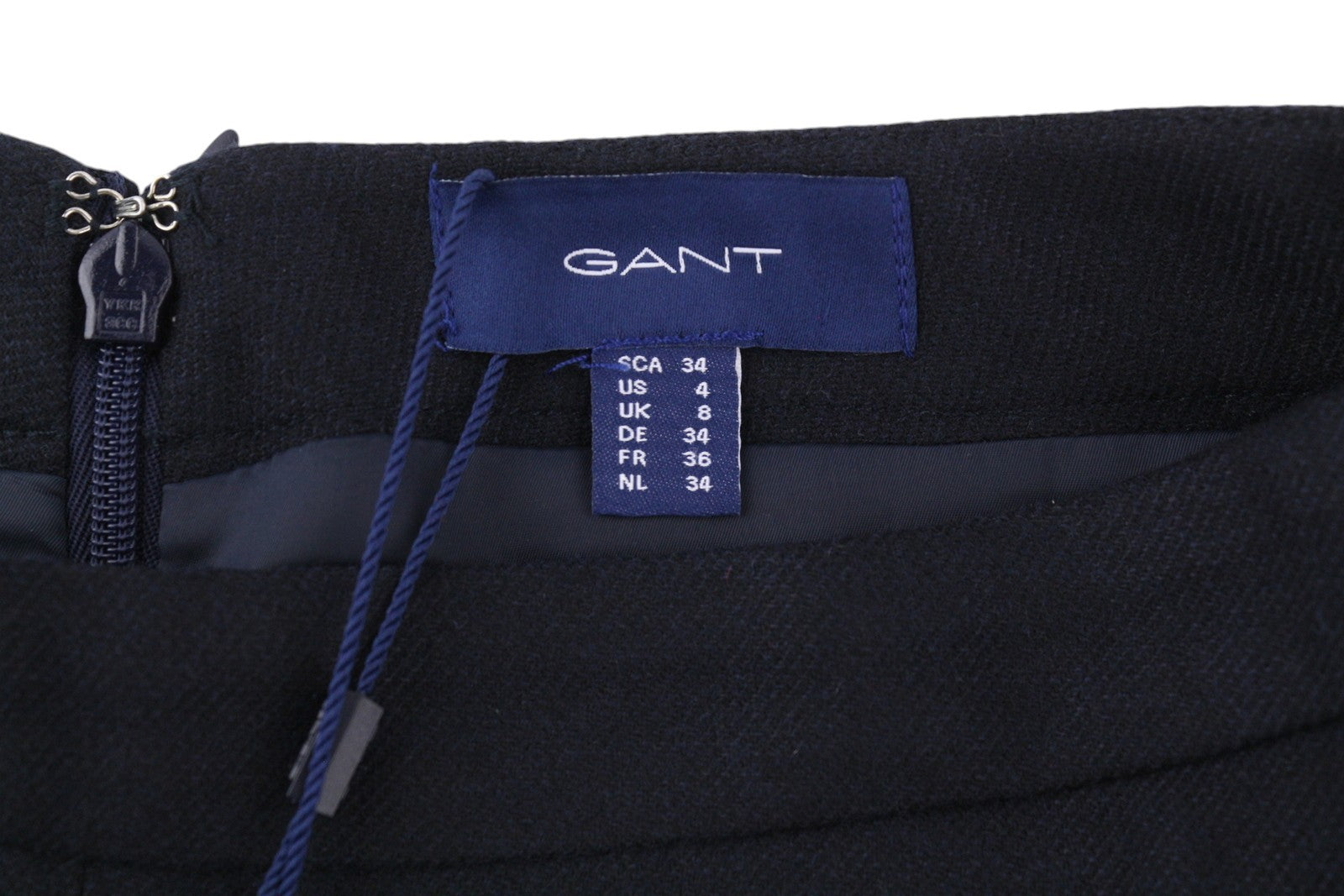 GANT Washable Stretch Wool Women Skirt EU34 Navy Pleated Lined Knee-Length