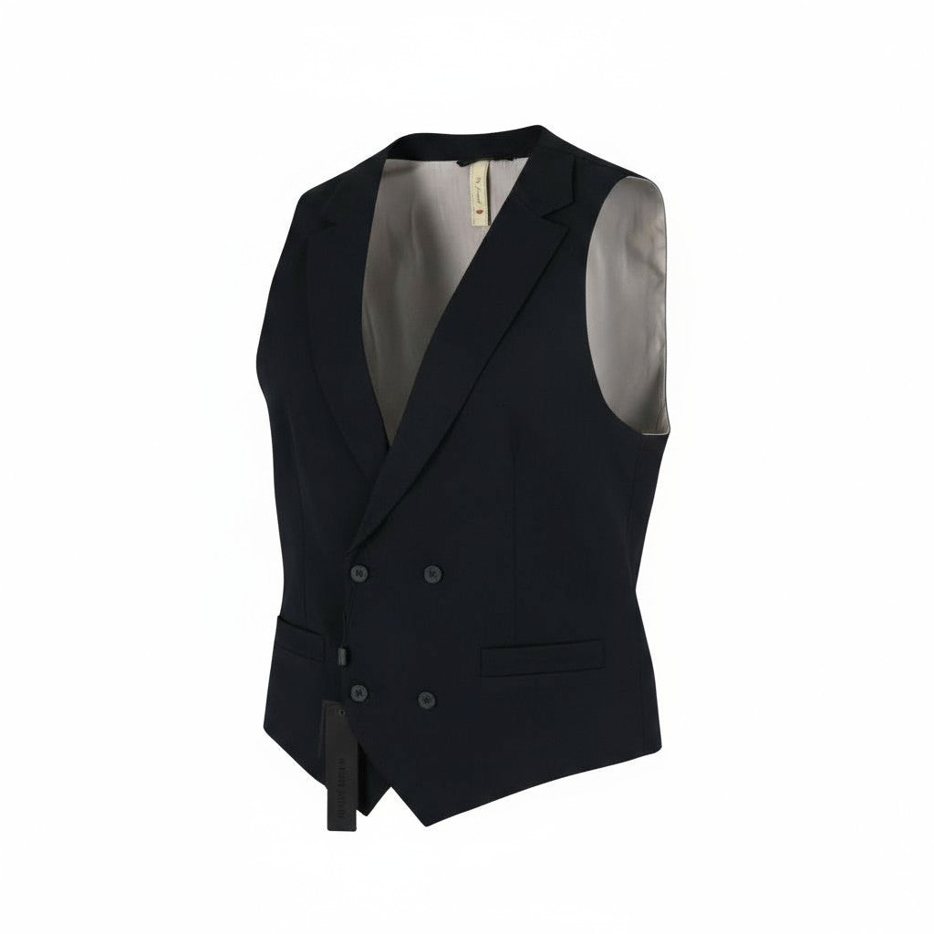ANTONY MORATO Men Waistcoat S Dark Blue Double-Breasted Lined Vest