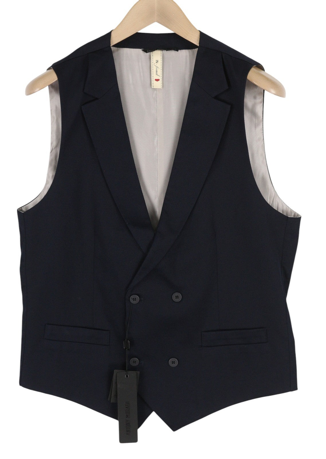 ANTONY MORATO Men Waistcoat M Dark Blue Double-Breasted Lined Vest