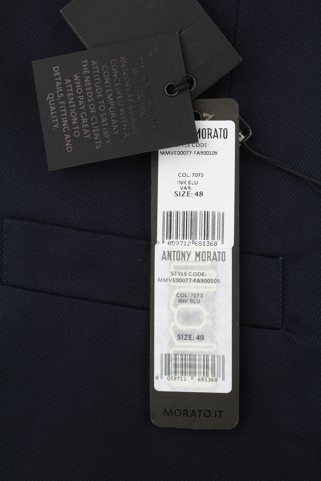 ANTONY MORATO Men Waistcoat M Dark Blue Double-Breasted Lined Vest