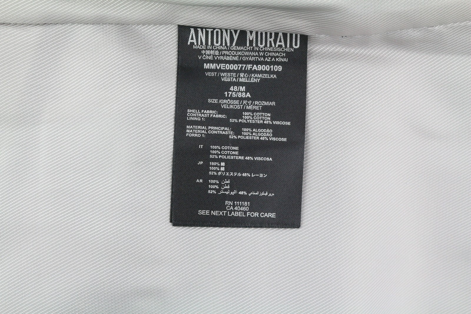 ANTONY MORATO Men Waistcoat M Dark Blue Double-Breasted Lined Vest