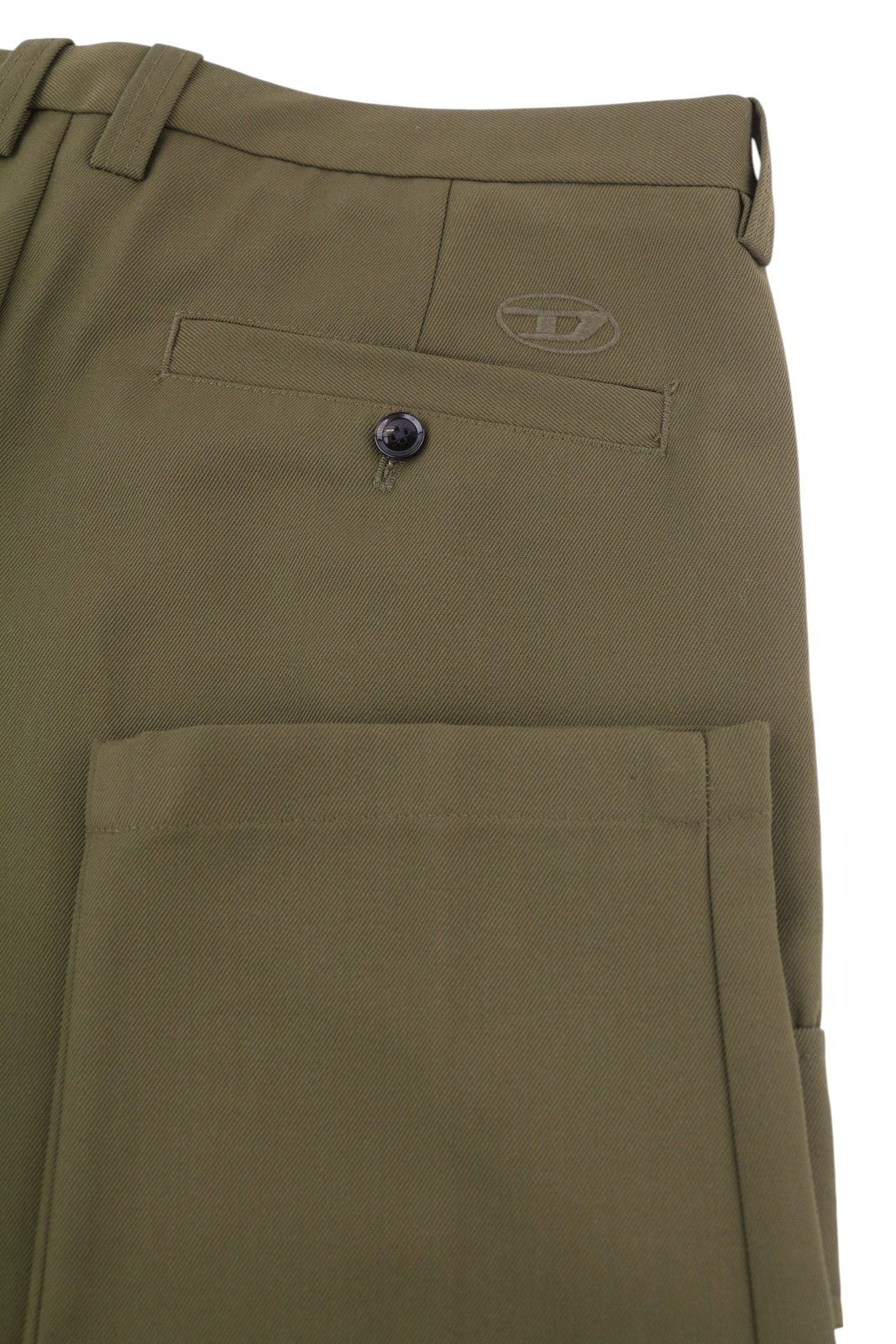 DIESEL P-Rhee-Nw Men Trousers W33 Green Wool Pleated Zip Cargo RRP283