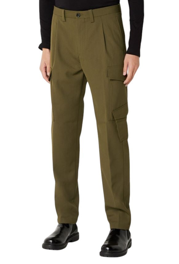 DIESEL P-Rhee-Nw Men Trousers W32 Green Wool Pleated Zip Cargo RRP283