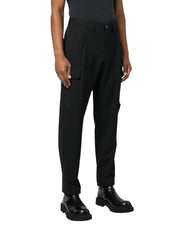 DIESEL P-Rhee-Nw Men Trousers W29 Black Wool Pleated Zip Cargo RRP283