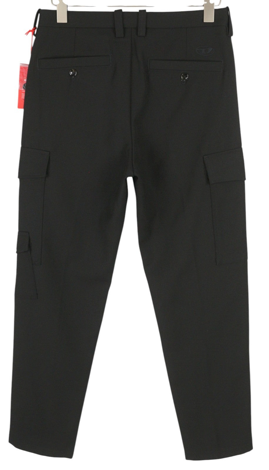 DIESEL P-Rhee-Nw Men Trousers W29 Black Wool Pleated Zip Cargo RRP283