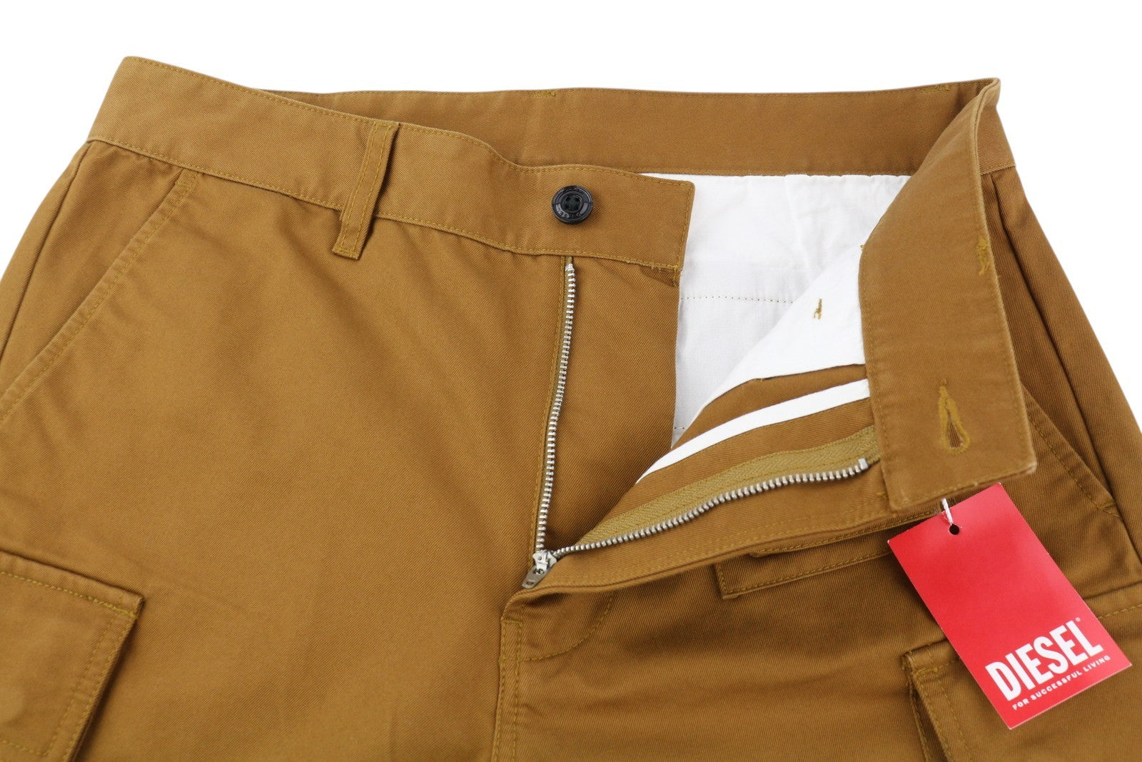 DIESEL P-Cor-CL Men Trousers W31 Brown Tapered Zip Fly Cargo RRP265