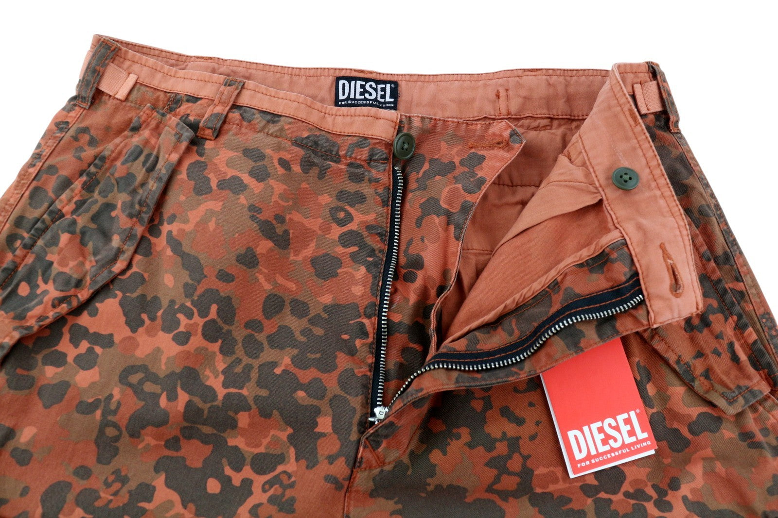 DIESEL P-Atlan-Pat Men Trousers W31 Orange Camo Cargo Multi Pocket RRP295