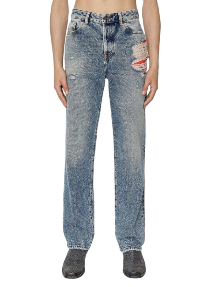 DIESEL 1955 09E10 Men Jeans W34/L30 Blue Straight Fit Distressed RRP375
