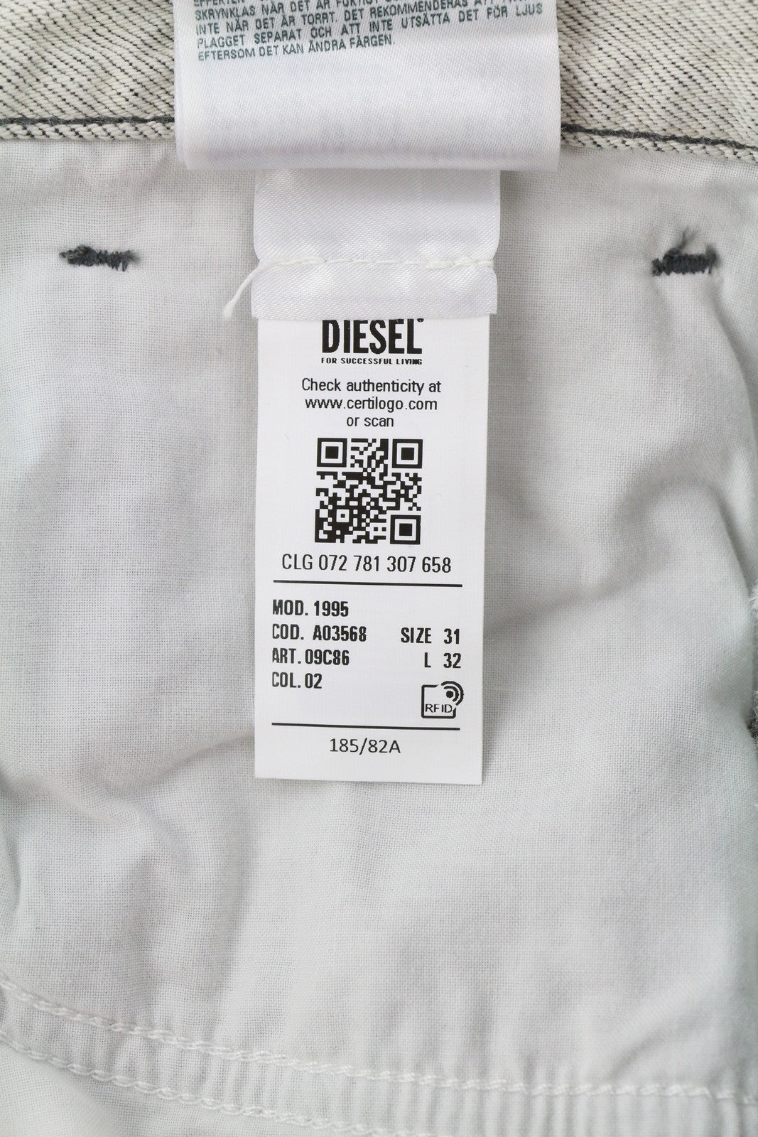 DIESEL 1995 09C86 Men Jeans W31/L32 Grey Faded Slim Straight Button RRP195