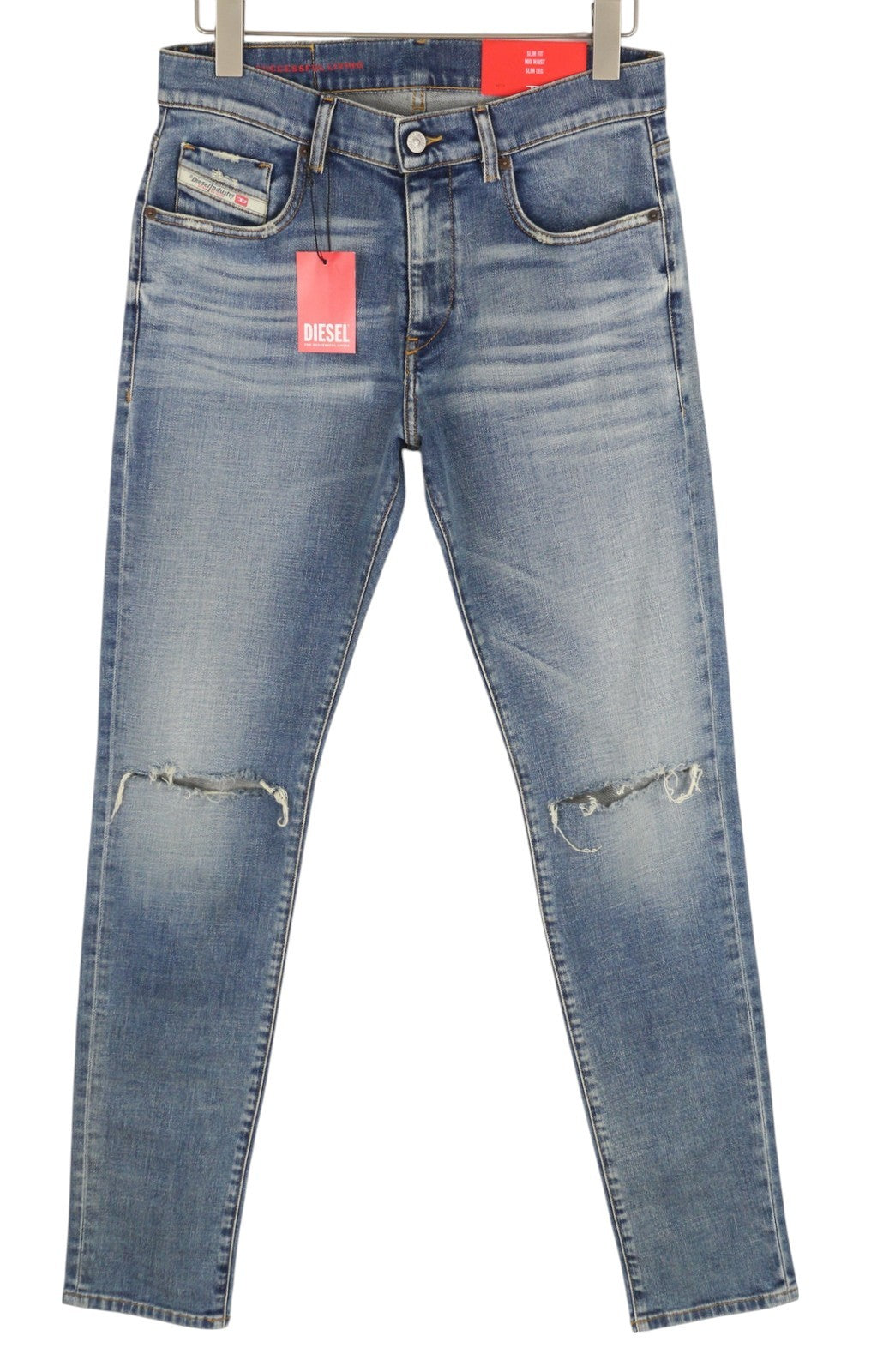 DIESEL 2019 D-Strukt 09C87 Men Slim Jeans W31/L34 Distress Blue RRP189