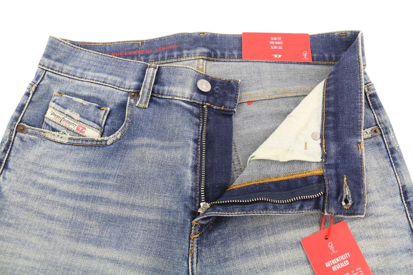 DIESEL 2019 D-Strukt 09C87 Men Distress Jeans W30/L34 Blue Slim Fit RRP189