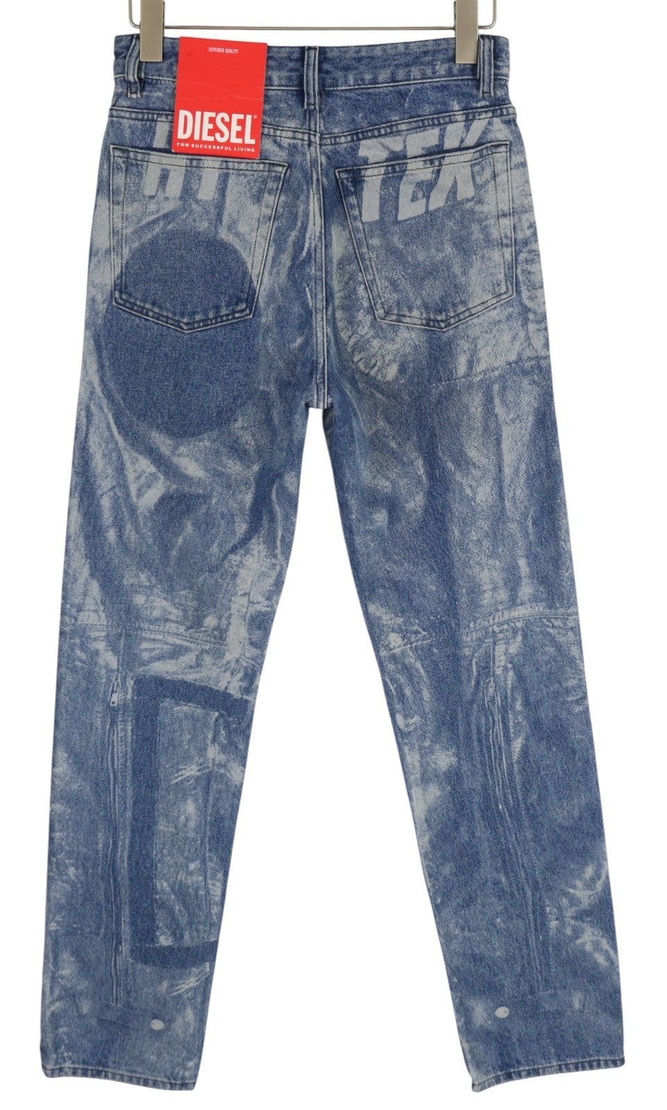 DIESEL 1955-FS3 007B8 Men Jeans W29/L32 Blue Pattern Wash Straight Leg