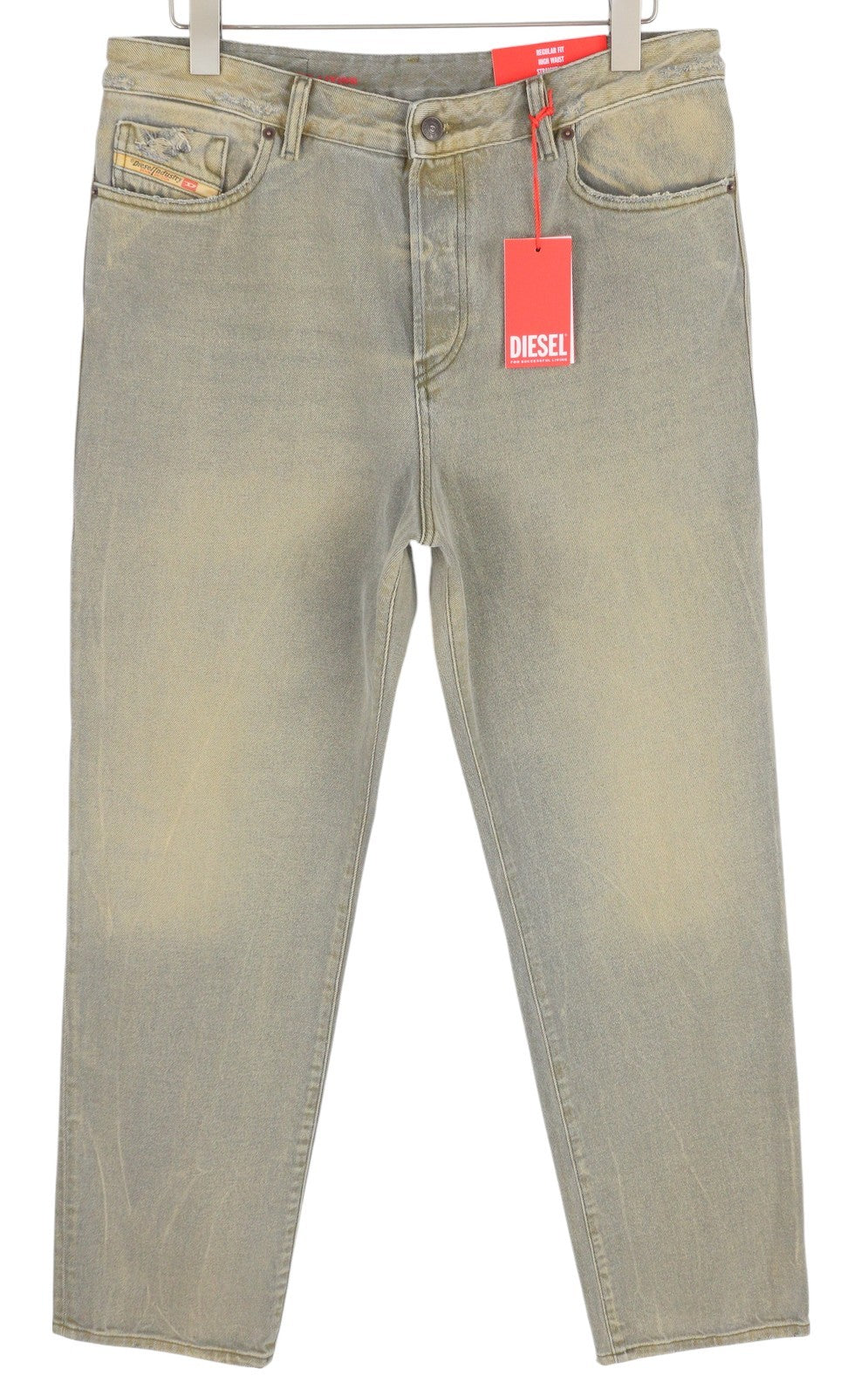 DIESEL 1955 09D87 Men Jeans W34/L30 Blue Aged Regular Straight High Waist