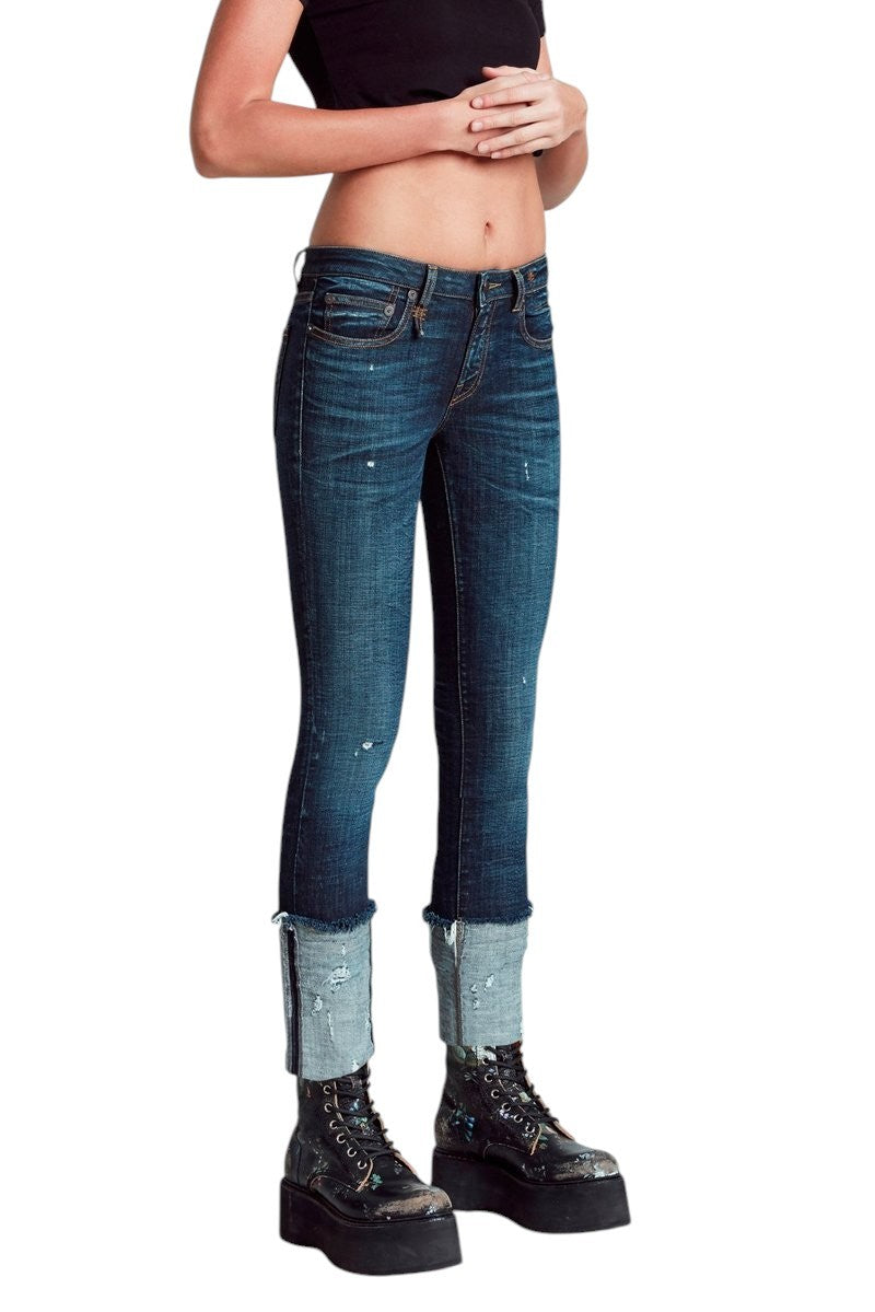 R13 Kate Women Jeans 27 Howell Indigo Skinny Cuff Cropped
