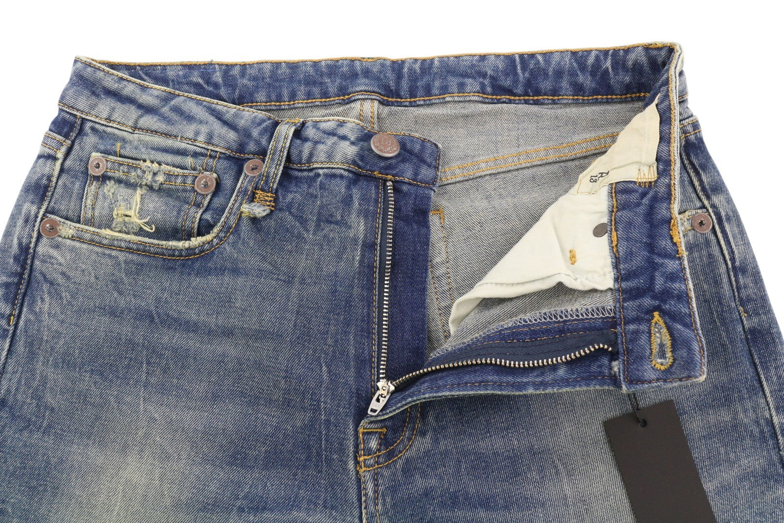 R13 Kick Women Jeans 29 Kelly Stretch Cropped Flare Faded Blue RRP695