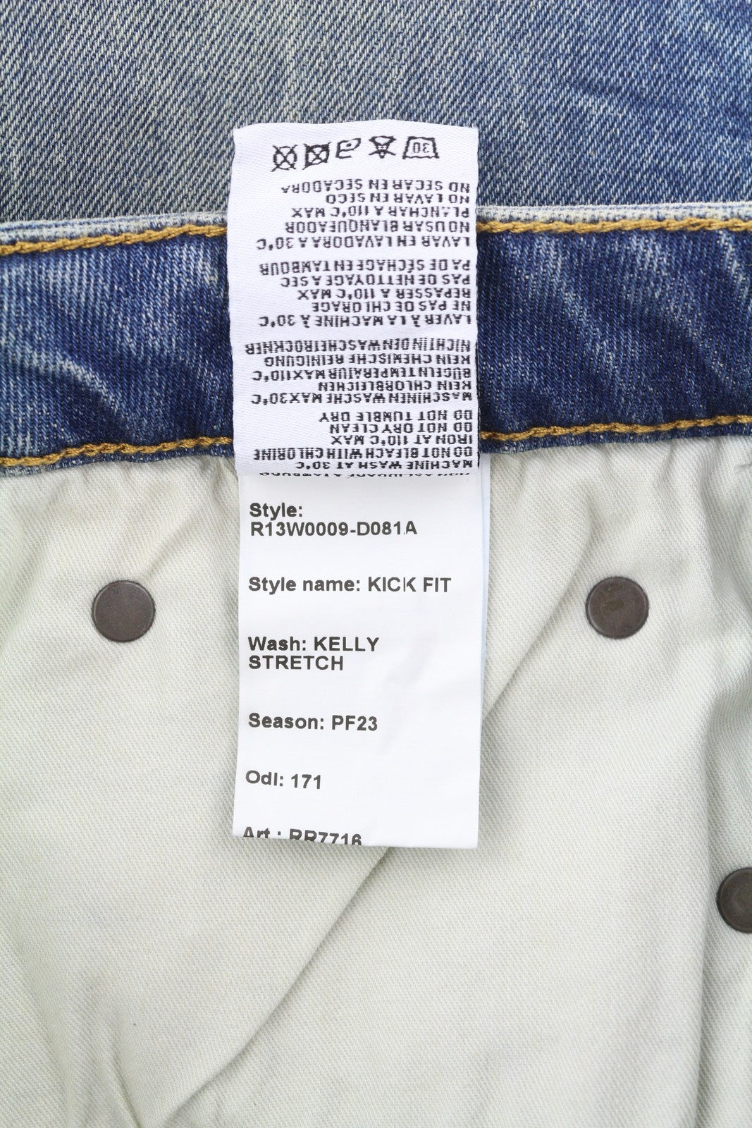 R13 Kick Women Jeans 29 Kelly Stretch Cropped Flare Faded Blue RRP695